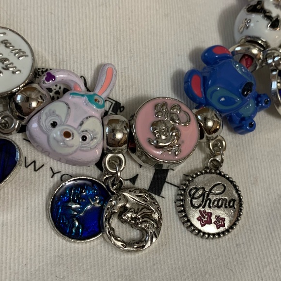Pandora Pink Leather Bracelet Wrap Twice /Necklace Disney Cartoon Figure Charms - Picture 8 of 12